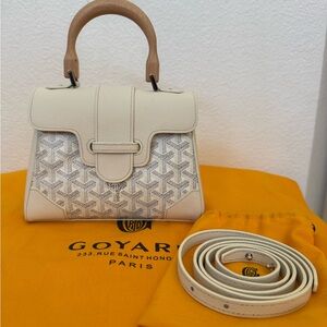 Goyard White and Tan Satchel